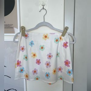 White colorful floral mini skirt